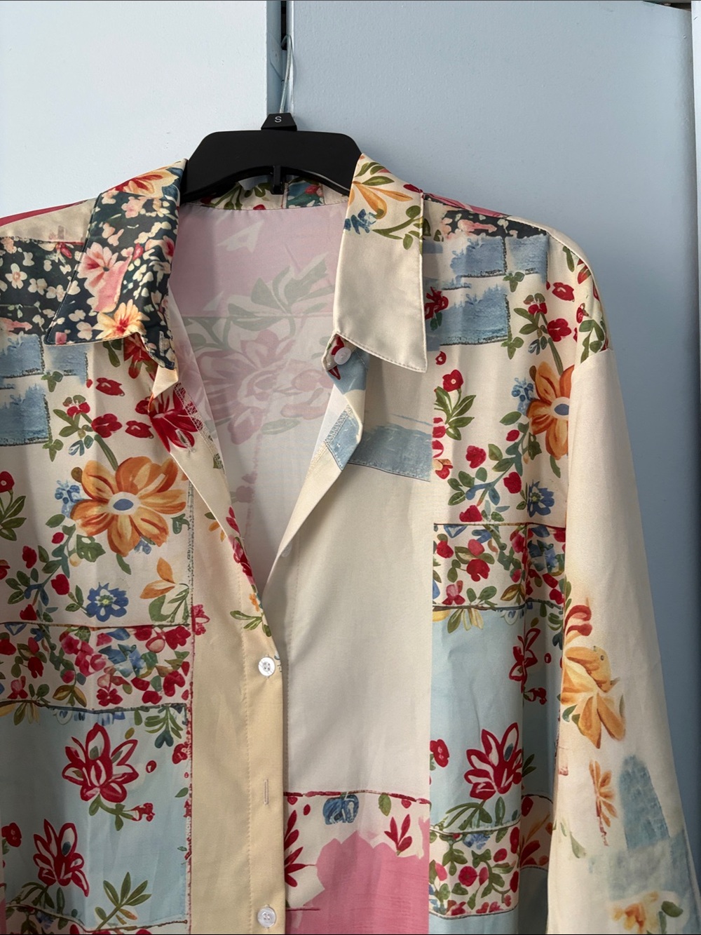 Floral Patchwork Long Sleeve Shirt - Cream Multi - Picture 6 of 7